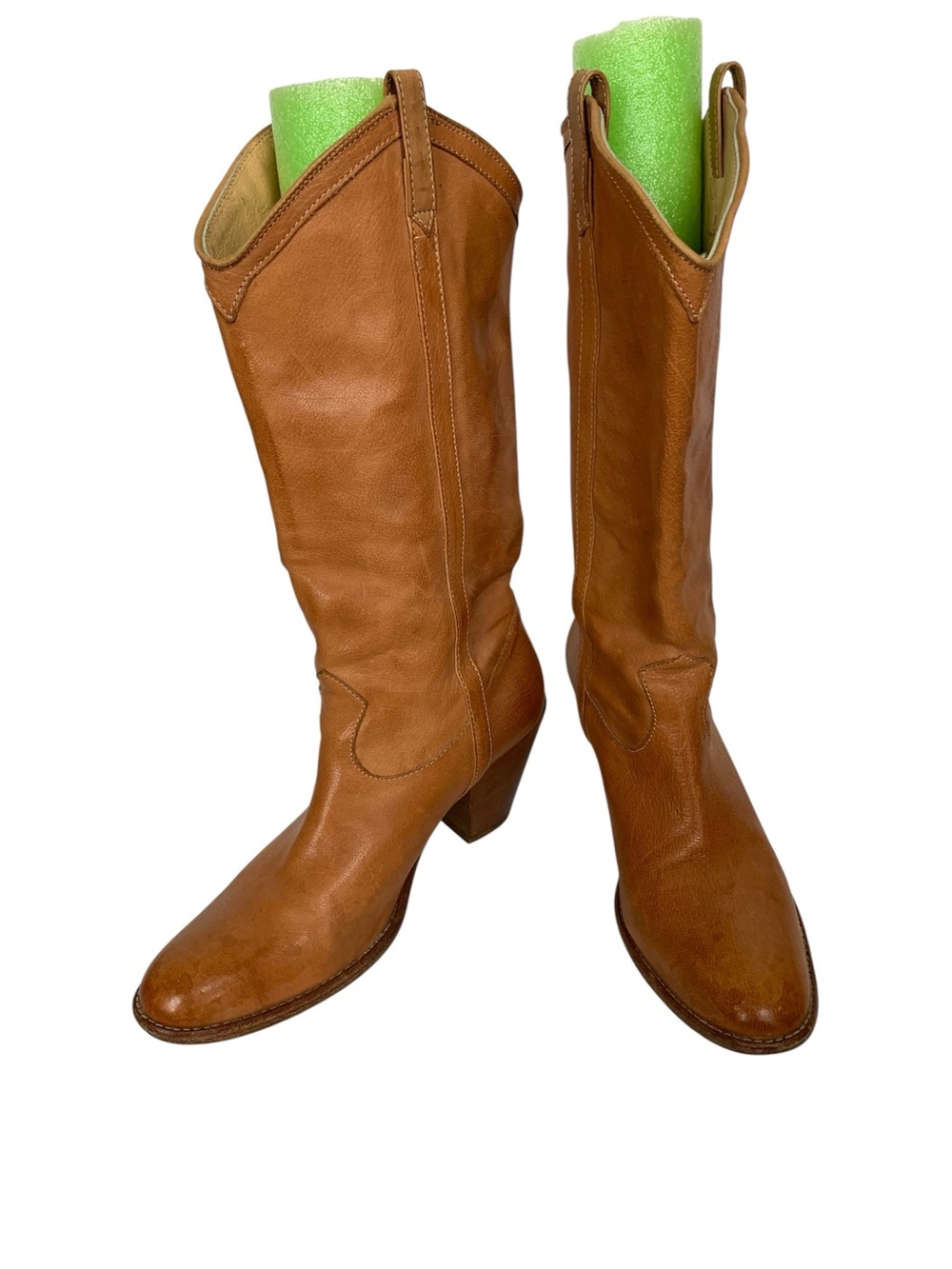 Frye Taylor Pull On Tan Leather Western Tall Boots Pointed Toe Womens Size 11 - Picture 5 of 15